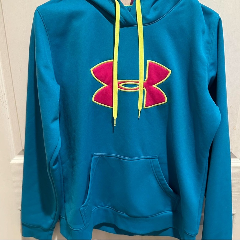 Under Armour Blue Hoodie with Pink Logo